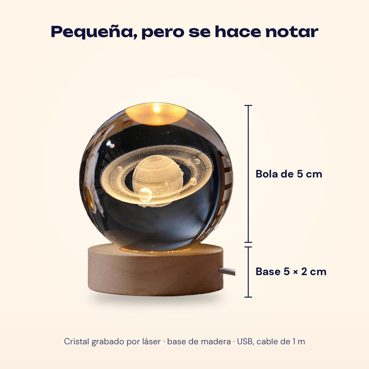 Medidas: bola de 5 cm y base de 5 x 2 cm