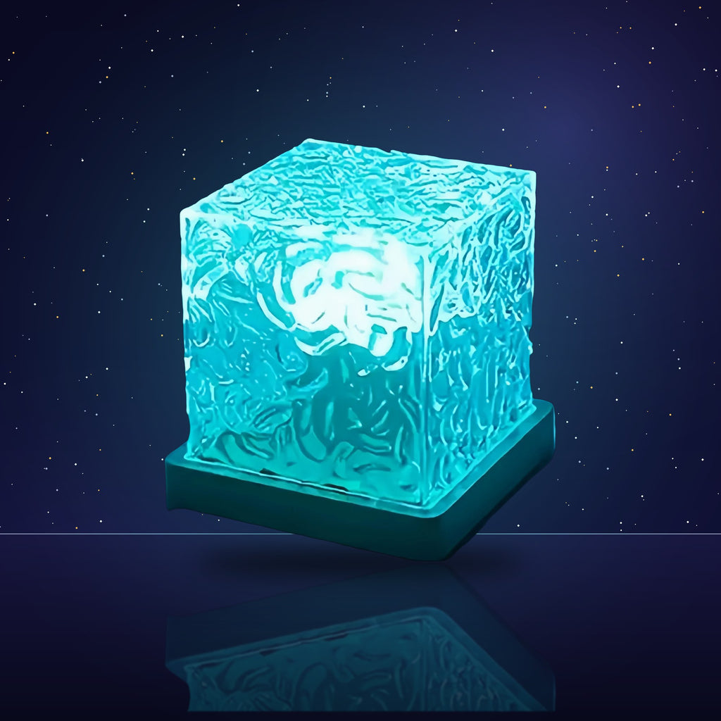 Proyector de ondas de agua encendido en azul